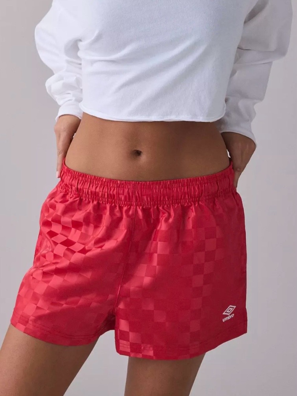 Umbro Red Checkered Shorts NWT